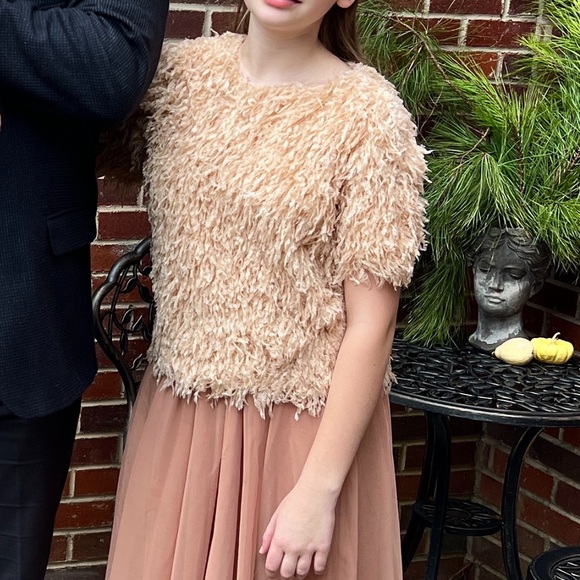 Teddy bear fuzzy Zara short sleeve top for girl 11-12 - Picture 1 of 7